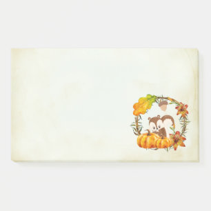 Squirrel in Floral Wreath Fall Rustic Post-it Notes