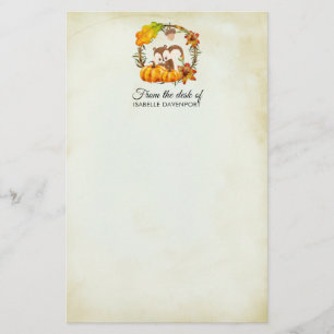 Squirrel in Floral Wreath Fall Rustic Stationery