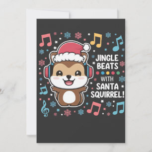 Squirrel in Headphones and Santa Hat - Jingle Beat Save The Date