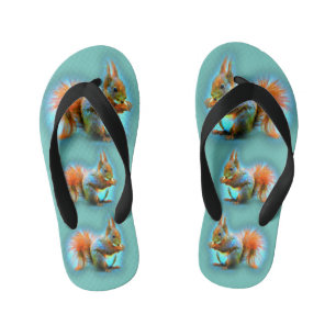 Squirrel in modern style kid's flip flops