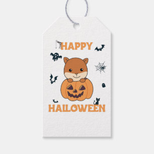 Squirrel In Pumpkin Sweet Animals Happy Halloween Gift Tags