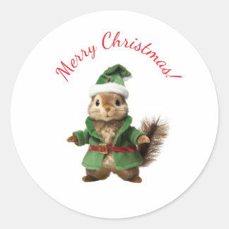 SQUIRREL IN SANTA HAT CHRISTMAS STICKERS