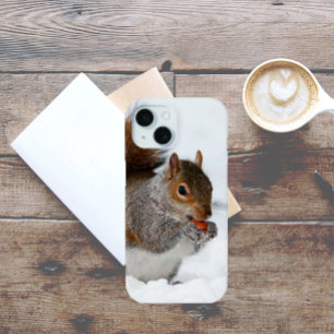 Squirrel in Snow with Berry iPhone 15 Case