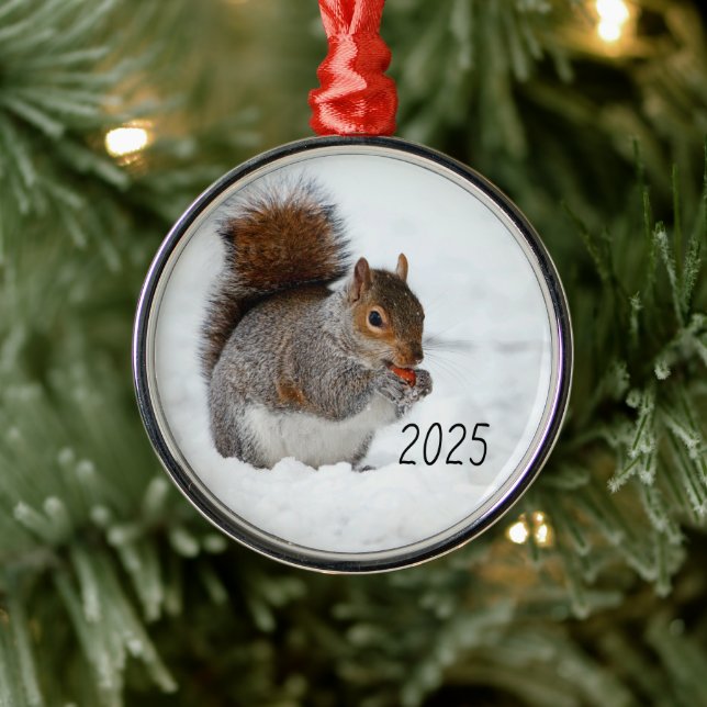 Squirrel in Snow with Berry Ornament (Tree)