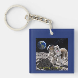 Squirrel in Space Key Ring