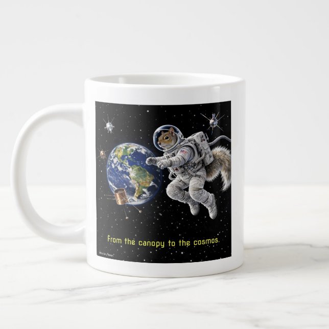Squirrel in Space Large Coffee Mug (Left)