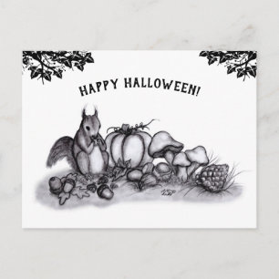 Squirrel in the Autumn , Happy Halloween! Postcard