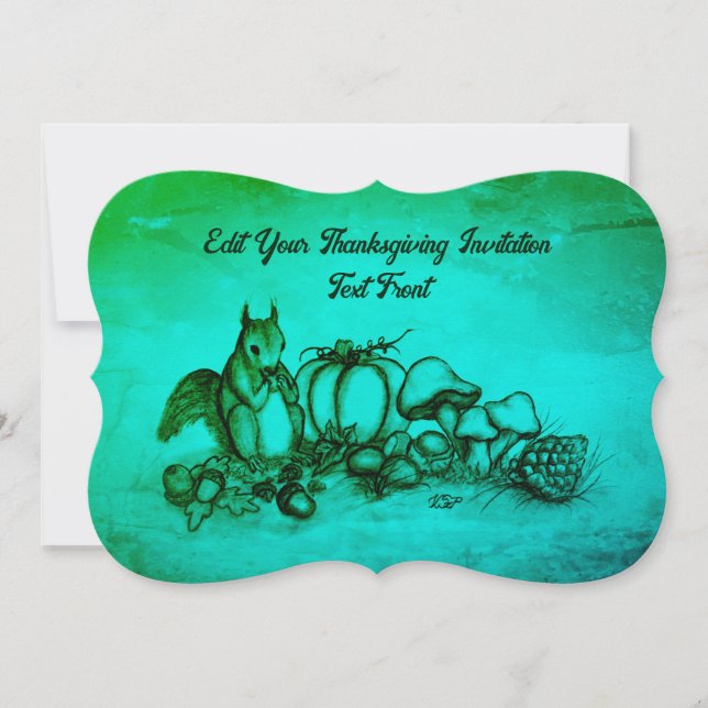 Squirrel in the Autumn , Happy Thanksgiving! Invitation (Front)