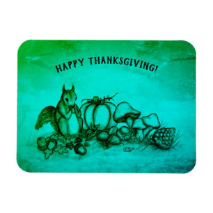 Squirrel in the Autumn , Happy Thanksgiving! Magnet
