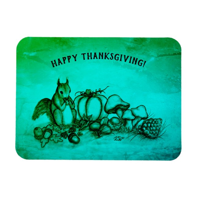 Squirrel in the Autumn , Happy Thanksgiving! Magnet (Horizontal)