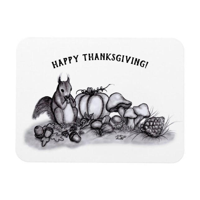 Squirrel in the Autumn , Happy Thanksgiving! Magnet (Horizontal)