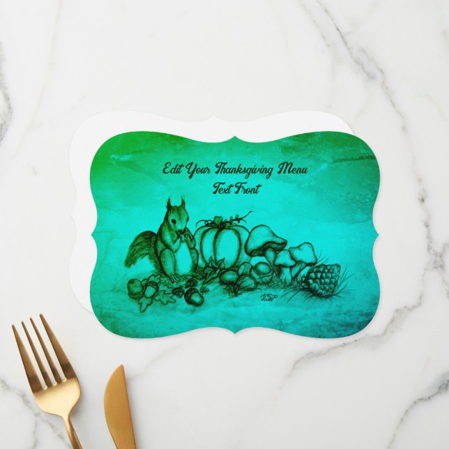 Squirrel in the Autumn , Happy Thanksgiving! Menu (Front/Back In Situ)