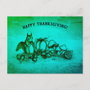 Squirrel in the Autumn , Happy Thanksgiving! Postcard