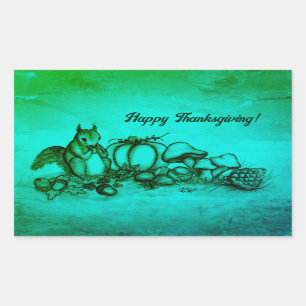 Squirrel in the Autumn , Happy Thanksgiving! Rectangular Sticker