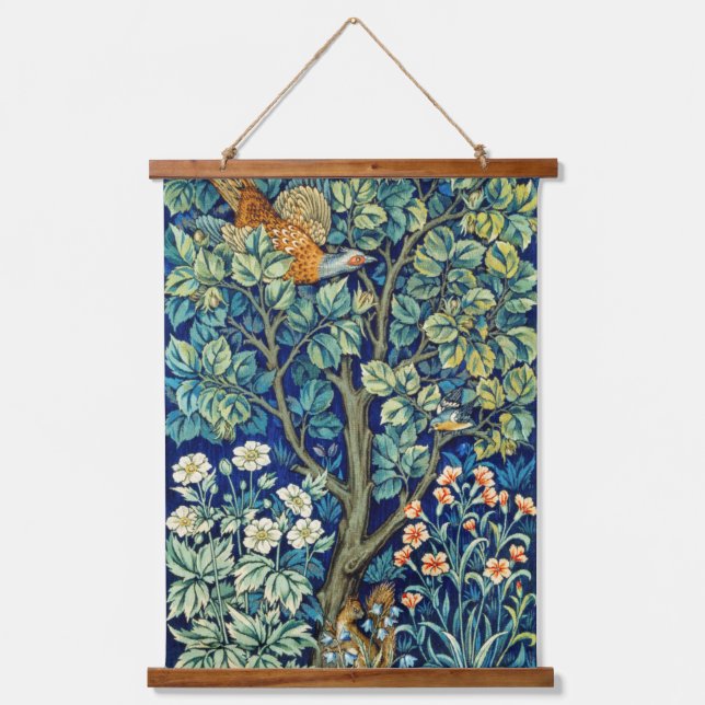 Squirrel in the forest, William Morris Hanging Tapestry (Front)