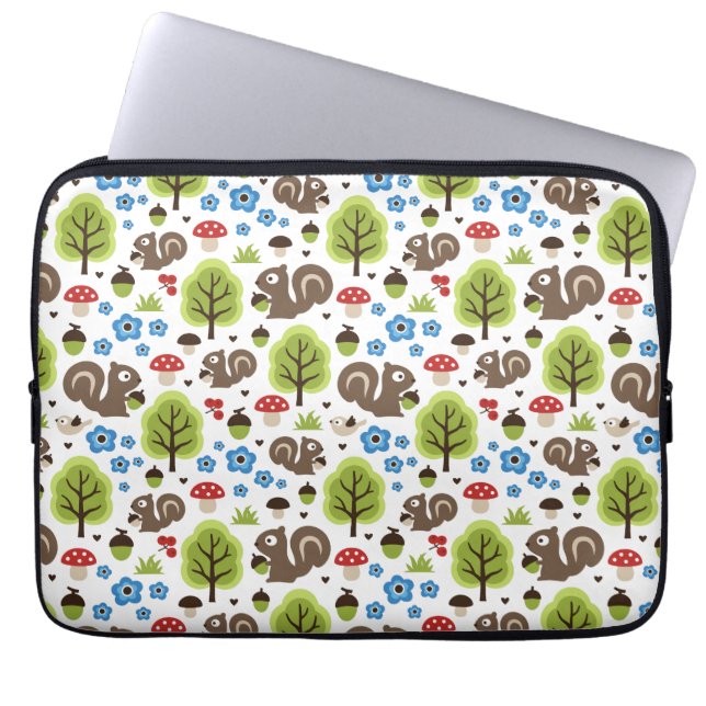 Squirrel in The Oak Forest Pattern Laptop Sleeve (Front)