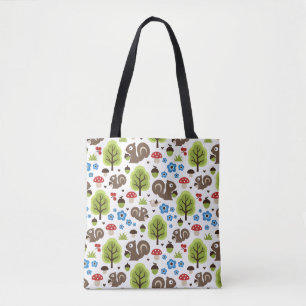 Squirrel in The Oak Forest Pattern Tote Bag