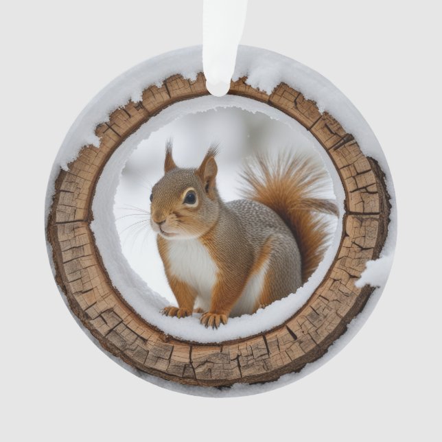 squirrel in the snow ornament (Front)