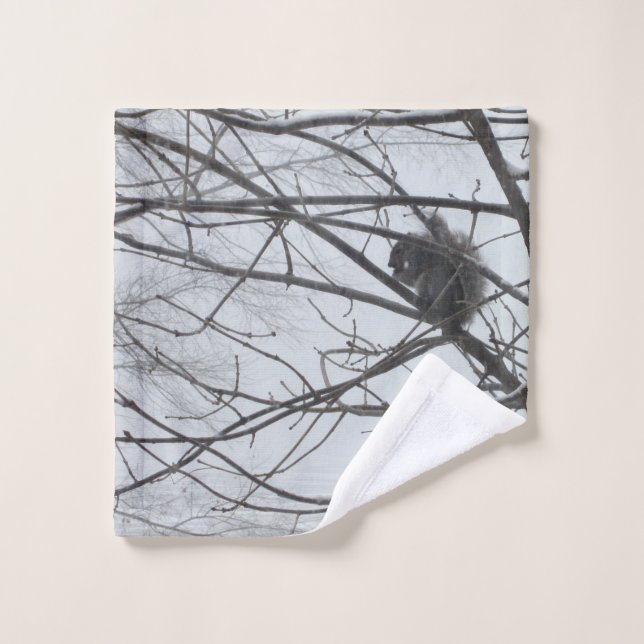 Squirrel in the Snow Washcloth Wash Cloth (Wash Cloth)