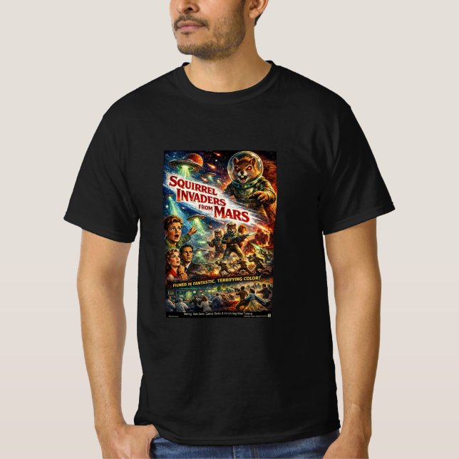 Squirrel Invaders from Mars T-Shirt (Front)