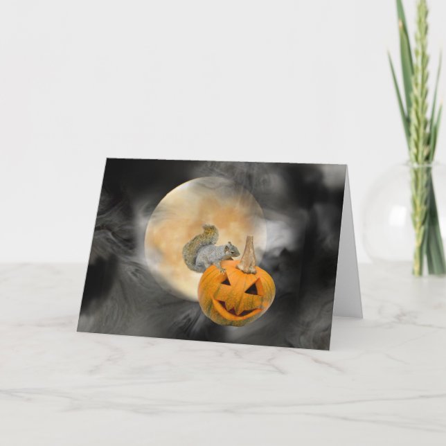 Squirrel Jack-o-Lantern Moon Card (Front)