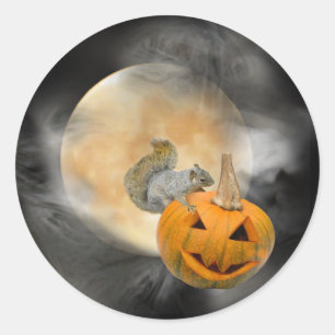 Squirrel Jack-o-Lantern Moon Sticker