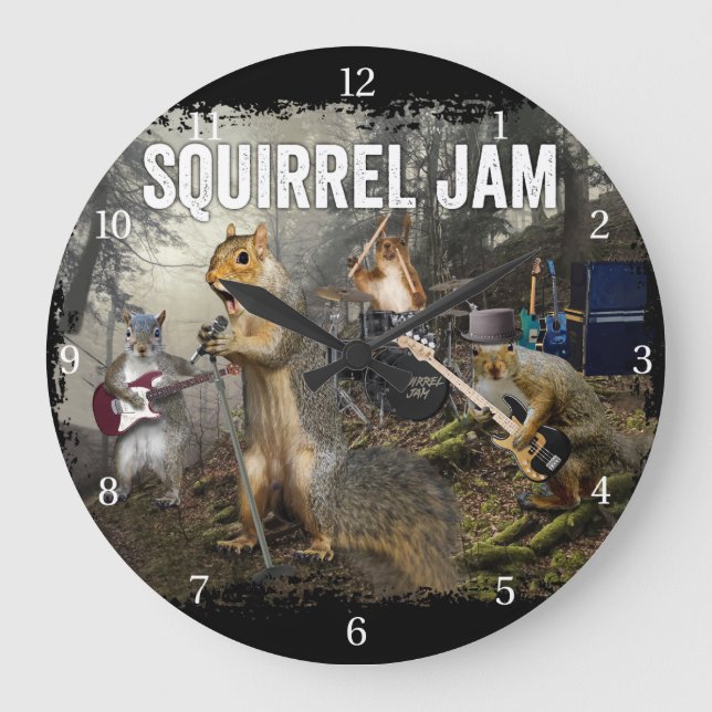 Squirrel Jam - funny rock band Large Clock (Front)