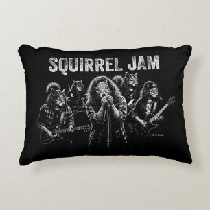 Squirrel Jam - Funny Vintage Rock Band Parody Desi Decorative Cushion