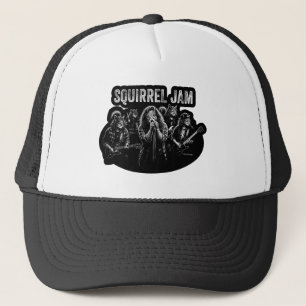 Squirrel Jam - Funny Vintage Rock Band Parody Desi Trucker Hat