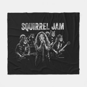 Squirrel Jam - Funny Vintage Rock Band Parody Fleece Blanket