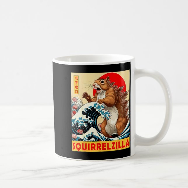 Squirrel Japanese Art Funny Squirrel For Men Women Coffee Mug (Right)