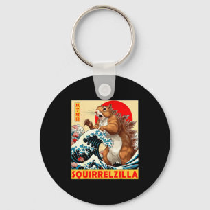 Squirrel Japanese Art Funny Squirrel For Men Women Key Ring