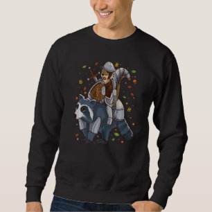 Squirrel Knight With Acorn Shield Riding A Racoon Sweatshirt
