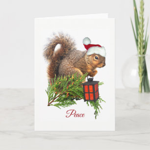 Squirrel Lantern Holiday Card