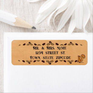 Squirrel leaves acorns Return Address Label