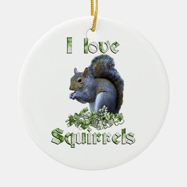 Squirrel Love Ceramic Tree Decoration (Front)