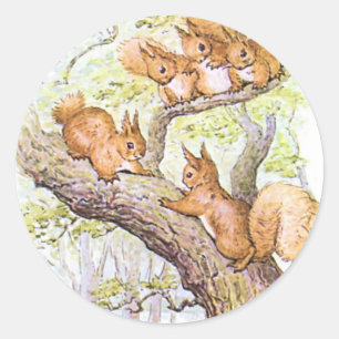 Squirrel Meeting Classic Round Sticker