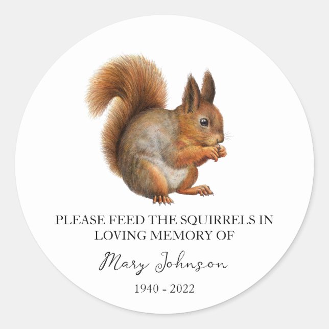 Squirrel Memorial Funeral Seed Packet Classic Round Sticker (Front)