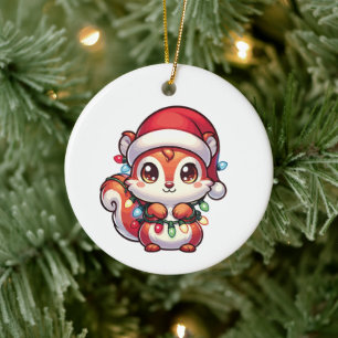 Squirrel Merry Christmas Winter Animals Squirrels Ceramic Tree Decoration