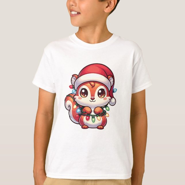 Squirrel Merry Christmas Winter Animals Squirrels T-Shirt (Front)