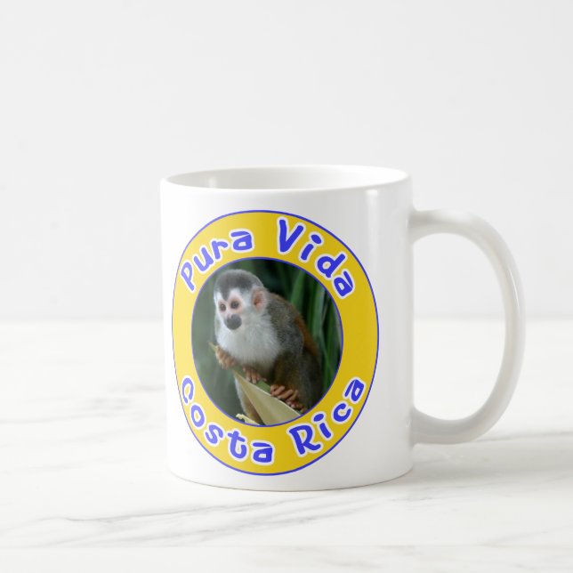 Squirrel Monkey, Pura Vida, Costa Rica Coffee Mug (Right)