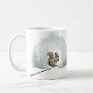 Squirrel Mug Cute Watercolor Winter Christmas Gift