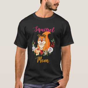 Squirrel Mum Floral Squirrel Bow Tie Lover Mother' T-Shirt