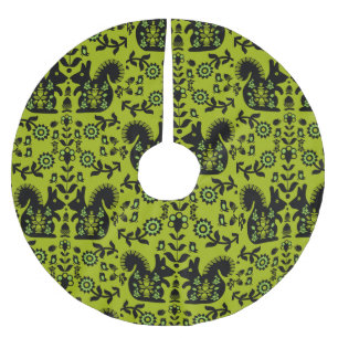 Squirrel Nordic Scandinavian Folk Art Brushed Polyester Tree Skirt