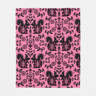 Squirrel Nordic Scandinavian Folk Art     Fleece Blanket