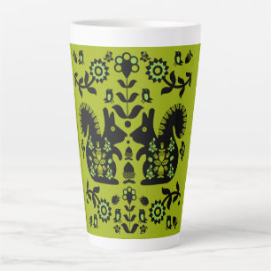 Squirrel Nordic Scandinavian Folk Art     Latte Mug