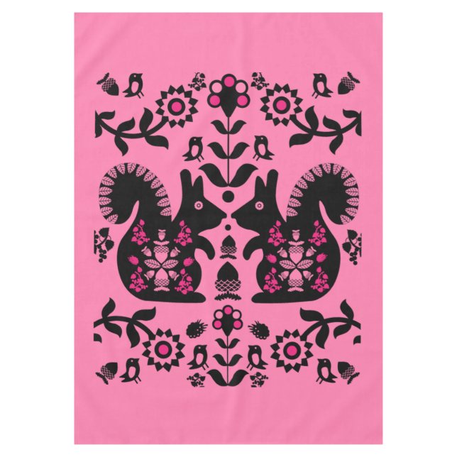Squirrel Nordic Scandinavian Folk Art    Tablecloth (Front)