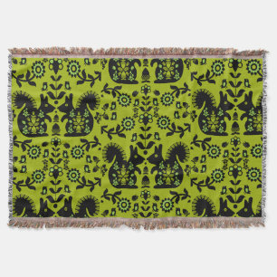 Squirrel Nordic Scandinavian Folk Art       Throw Blanket