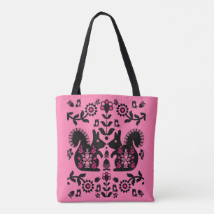 Squirrel Nordic Scandinavian Folk Art     Tote Bag