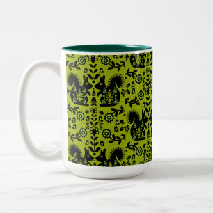Squirrel Nordic Scandinavian Folk Art Two-Tone Coffee Mug